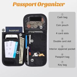 RFID passport holder for travel worn discreetly under clothing
