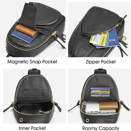 Sling bag för resa i äkta läder med RFID-skydd – säker förvaring av kort och pass.