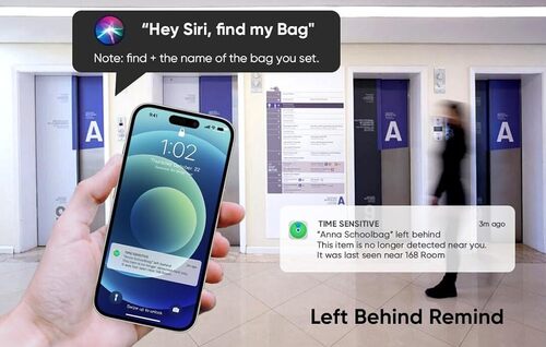 luggage tracker with Apple Find My inside suitcase