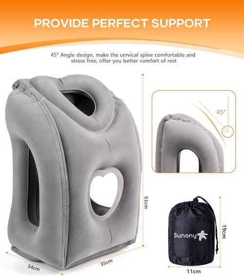 inflatable travel pillow for long-haul flights supporting neck and upper body