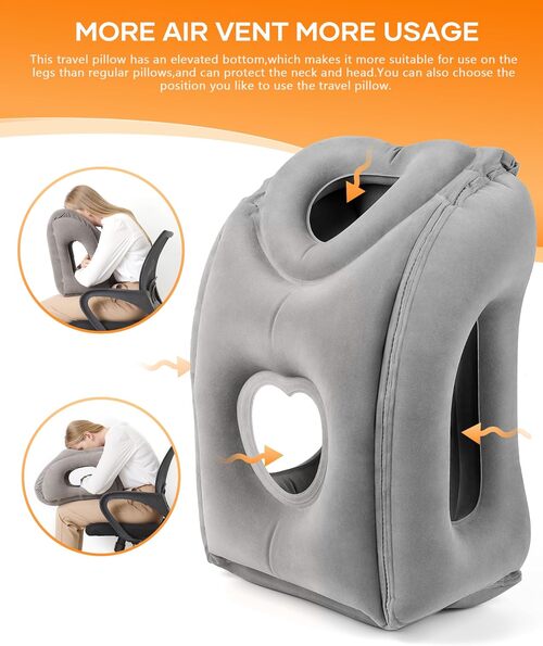 inflatable travel pillow for long-haul flights supporting neck and upper body